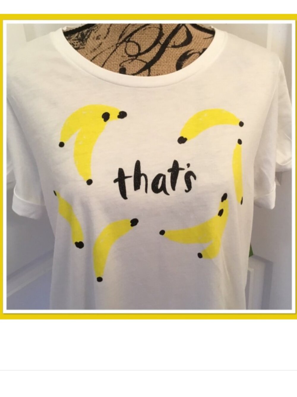 Kate Spade White Yellow That's Bananas Broome Street Graphic Tee Shirt Top